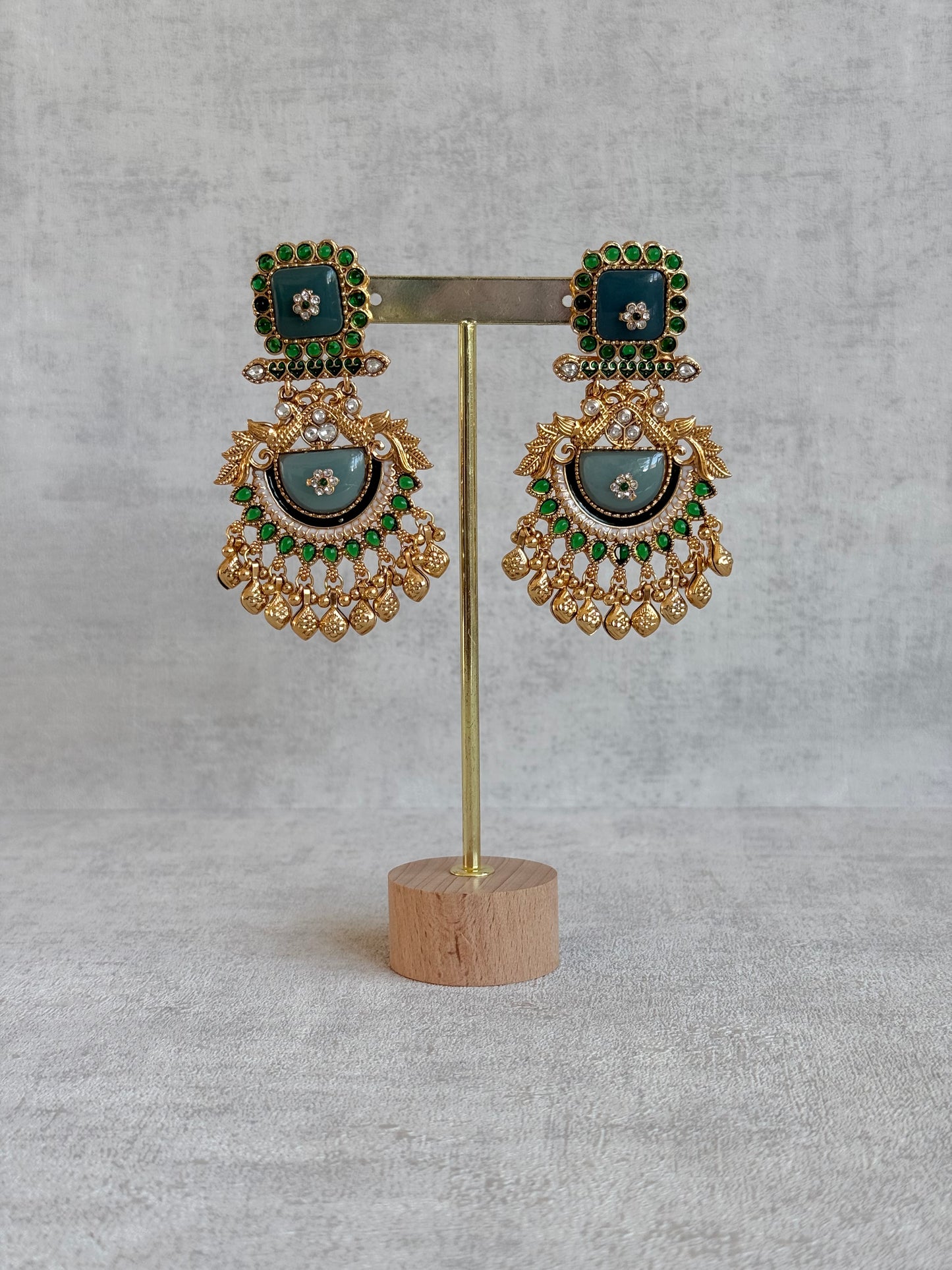 Ayura Designs Aranya Earrings – Sage Green & Emerald Green Statement Earrings