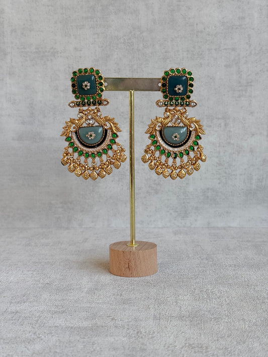 Ayura Designs Aranya Earrings – Sage Green & Emerald Green Statement Earrings