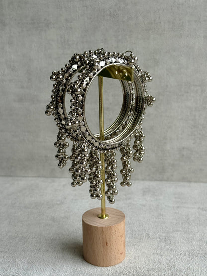 Ayura Designs Saawan Bangles – Silver Finish with Ghungroo Drops