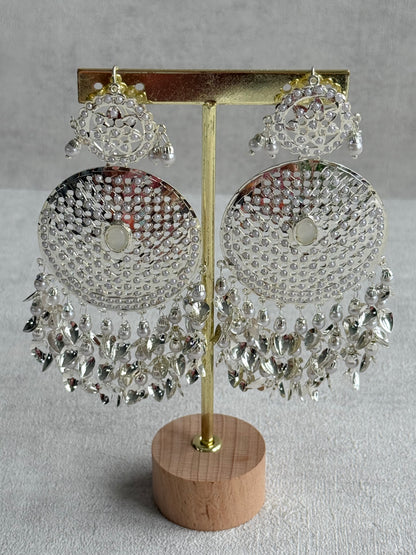 Ayura Designs Seerat Earrings – Silver Pippal Patti Design with Pearls