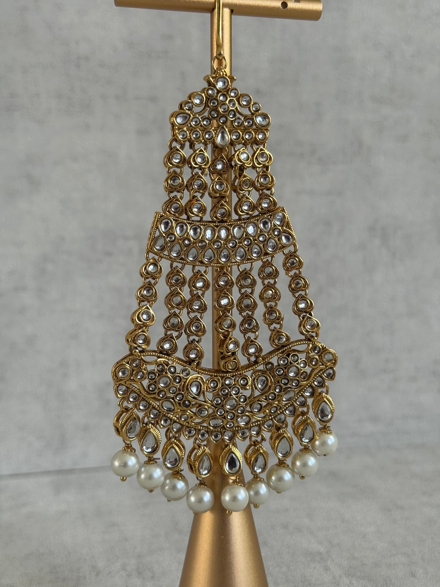 Ayura Designs Jai Jhoomar Passa – Jadau Kundan with Pearls & Antique Gold Detailing