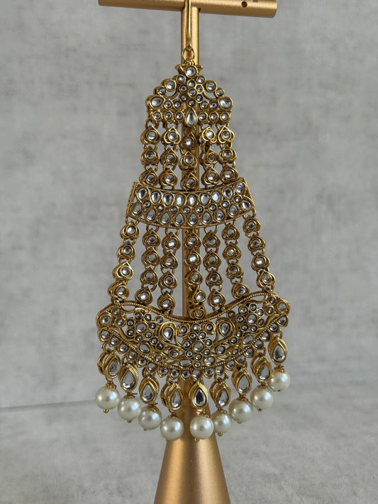 Ayura Designs Jai Jhoomar Passa – Jadau Kundan with Pearls & Antique Gold Detailing