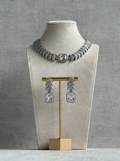Ayura Designs Arabella Set – Silver Necklace & Earrings with Moissanite Stones