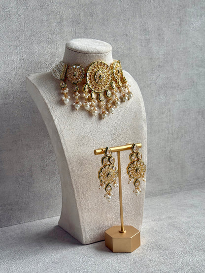Ayura Designs Khusali Set – Necklace & Earrings with Kundan Stones, Green Enamel, and Pearl Detailing