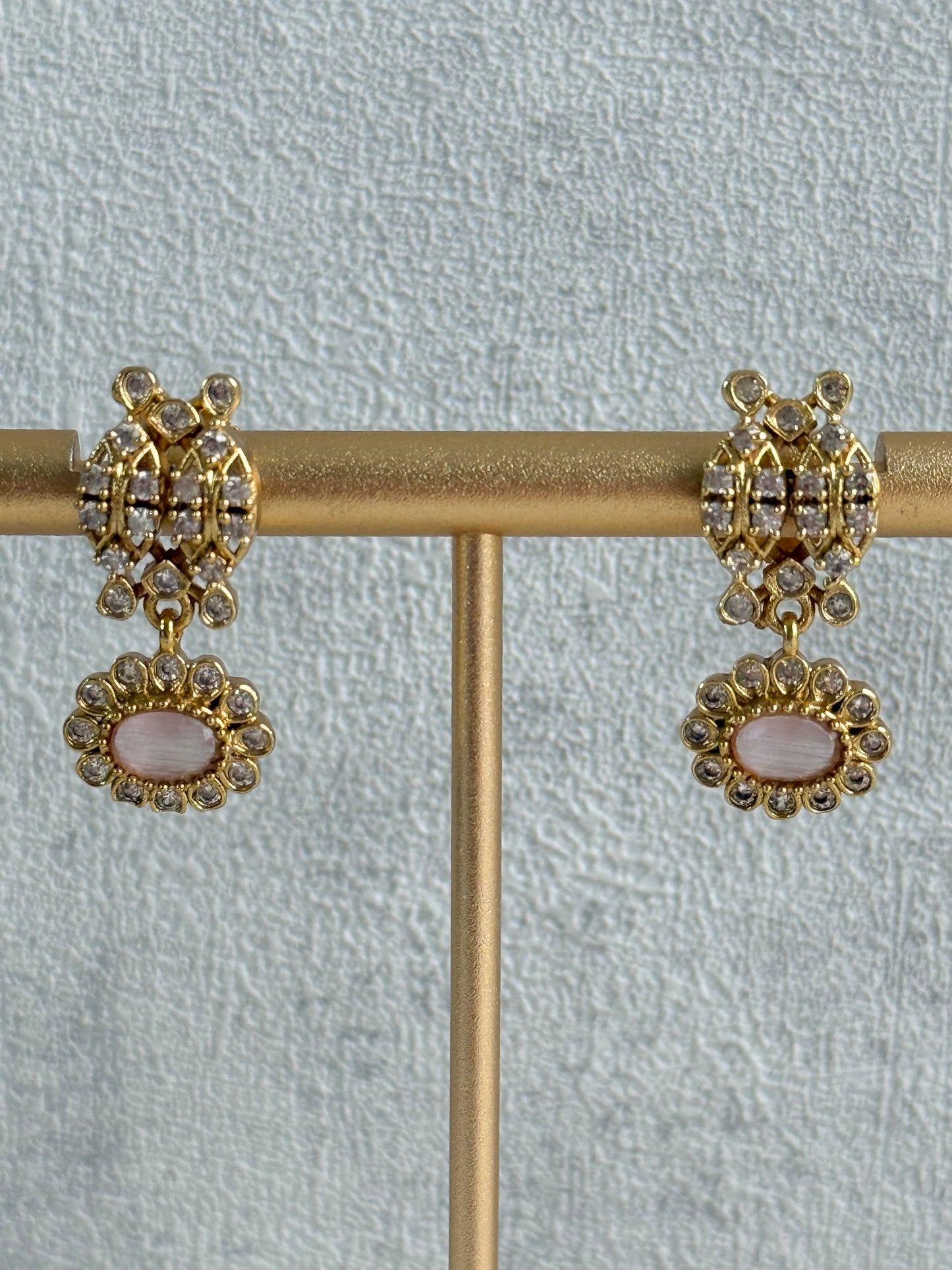 Ayura Designs Elisha Necklace Set with Earrings – Blush Pink & Crystal Stone Detailing