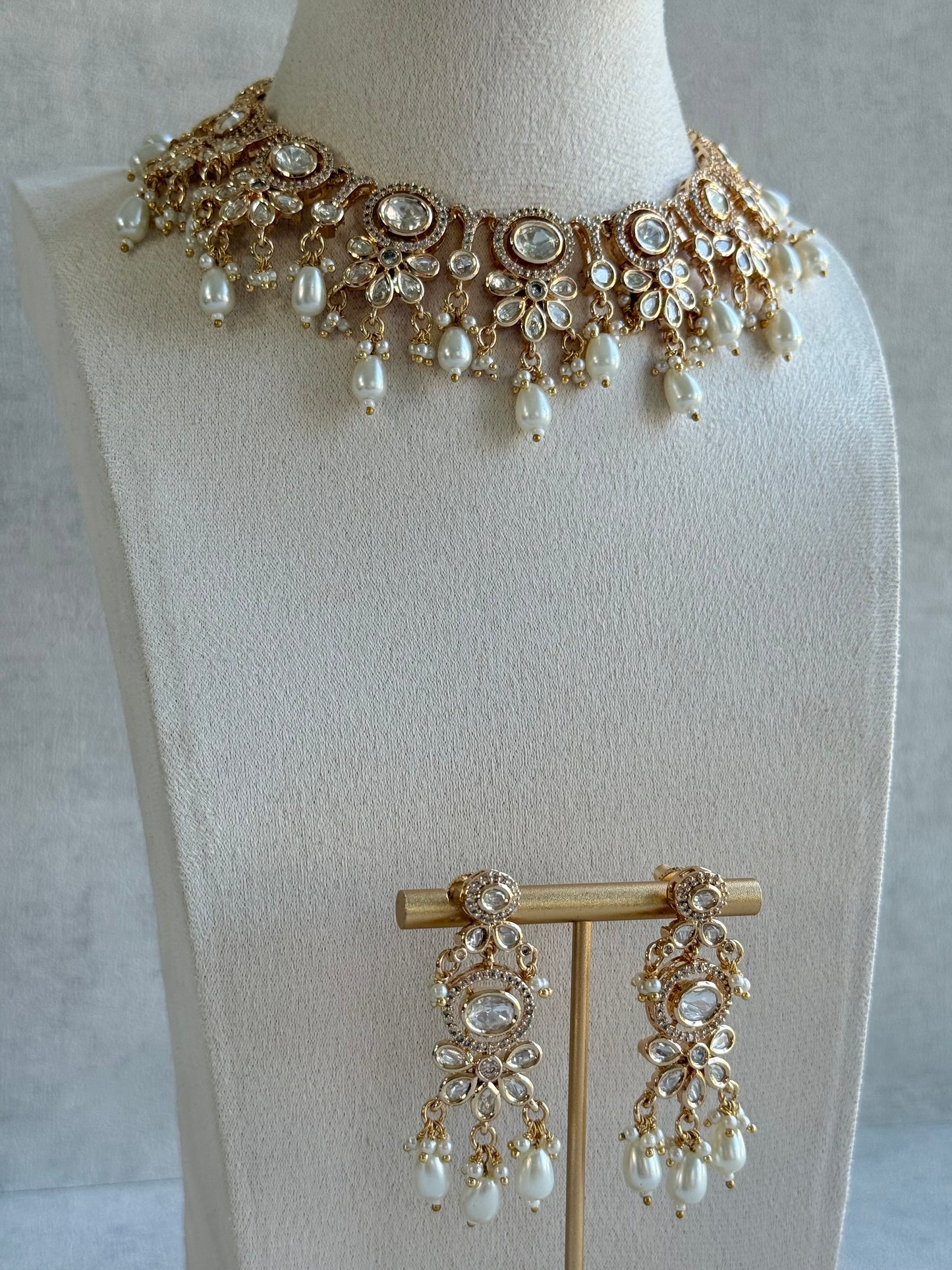 Ayura Designs Ipsita Necklace Set with Earrings – Kundan & Pearl Drop Detailing