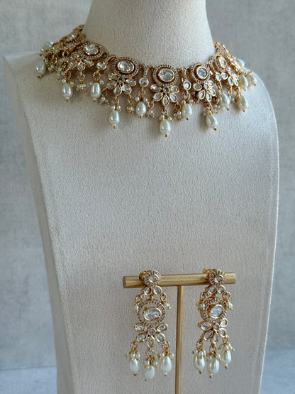 Ayura Designs Ipsita Necklace Set with Earrings – Kundan & Pearl Drop Detailing