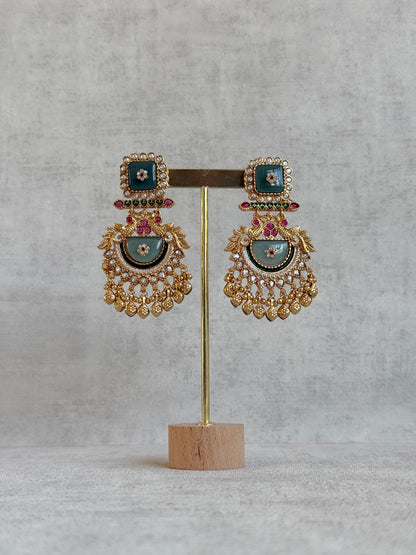 Ayura Designs Aranya Earrings – Sage Green & Rani Pink Statement Earrings