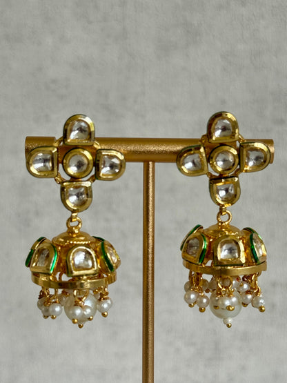 Ayura Designs Sophia Set with Earrings – Kundan Stones, Pearl Detailing & Gold Finish