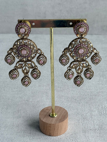Ayura Designs Vanika Earrings – Lilac, Blush Pink & Champagne Crystal Gold Finish