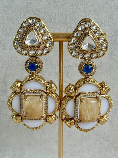 Ayura Designs Daphne Necklace Set with Statement Earrings – Gold Finish with Moissanite-Style Stones & Multicolour Accents