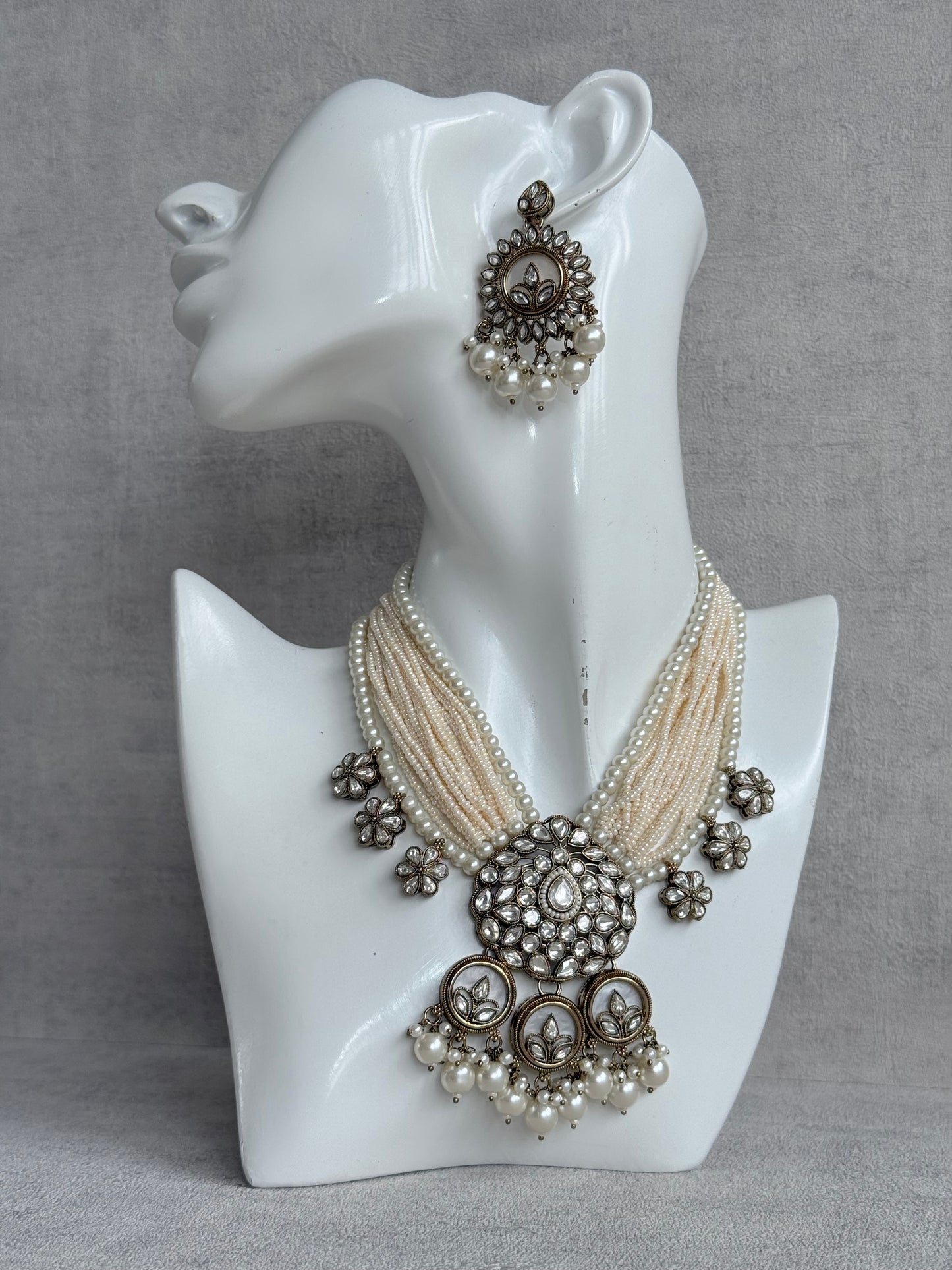 Ayura Designs Callie Set with Earrings – Ivory Pearl & Jadau Detailing
