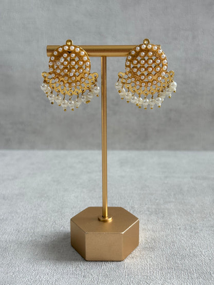 Ayura Designs Riwaaz Earrings – Pearl Stud Earrings with Antique Gold Filigree & Pearl Drops