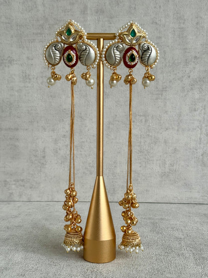 Ayura Designs Sozni Kashmiri Earrings – Meenakari with Ruby Red & Emerald Detailing