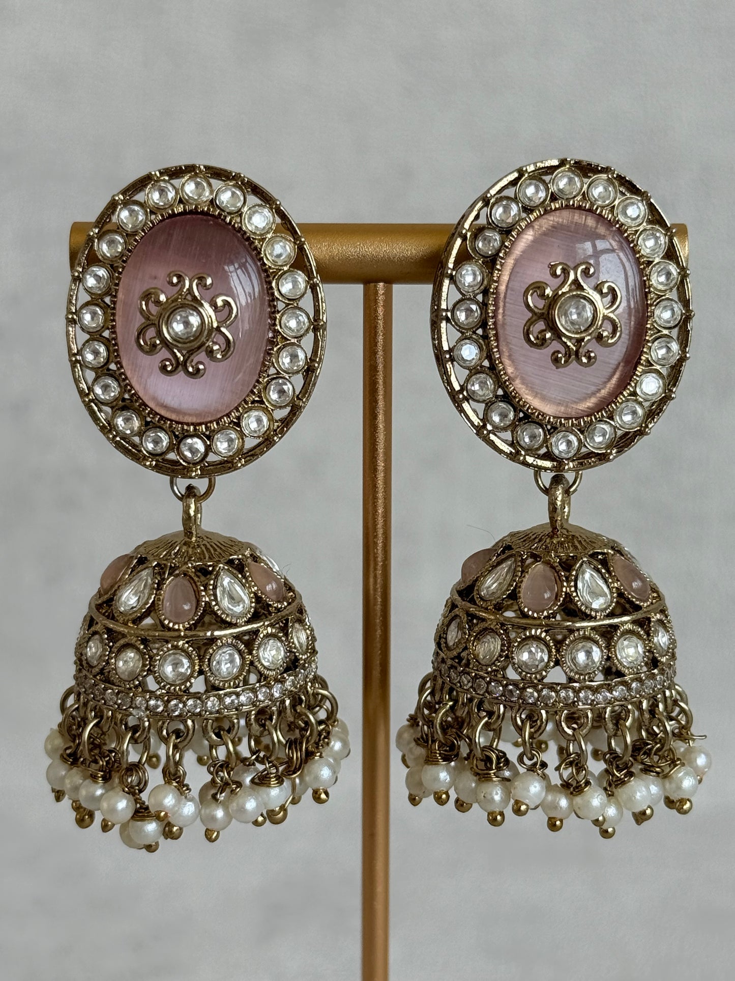 Ayura Designs Myra Choker Set with Earrings & Tikka – Blush Pink Kundan & Pearl Detailing