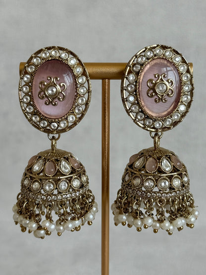 Ayura Designs Myra Choker Set with Earrings & Tikka – Blush Pink Kundan & Pearl Detailing
