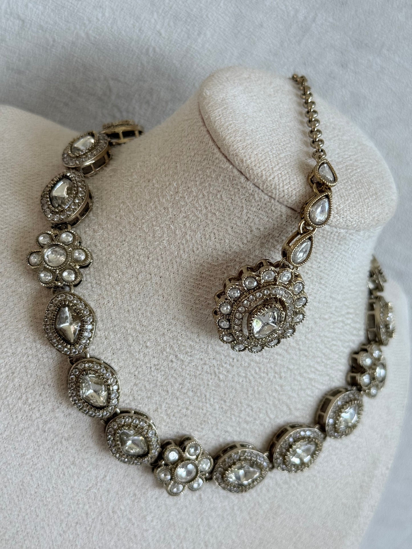 Ayura Designs Ivy Necklace Set with Studs & Tikka – Crystal Kundan Detailing