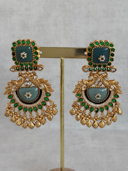 Ayura Designs Aranya Earrings – Sage Green & Emerald Green Statement Earrings