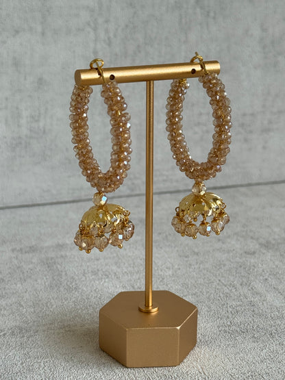 Ayura Designs Tara Balis – Gold Crystal-Wrapped Hoops with Jhumki Drops