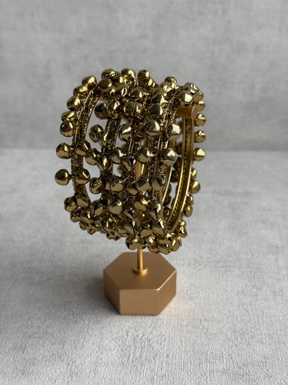 Ayura Designs Sheen Chudiya/Bangles – Set of 4 Gold Bangles with Ghungroo Detailing