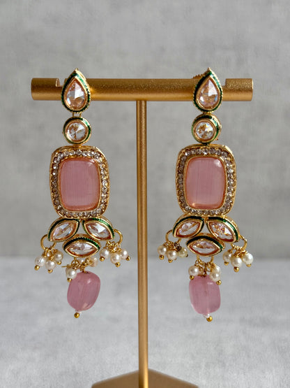 Ayura Designs Raaz Set with Necklace & Earrings – Blush Pink Stones, Kundan Detailing & Antique Gold Finish