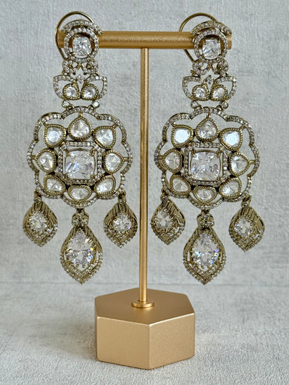 Ayura Designs Kiyah Bridal Set with Necklace, Earrings & Tikka – Moissanite Stones with Antique Gold Finish