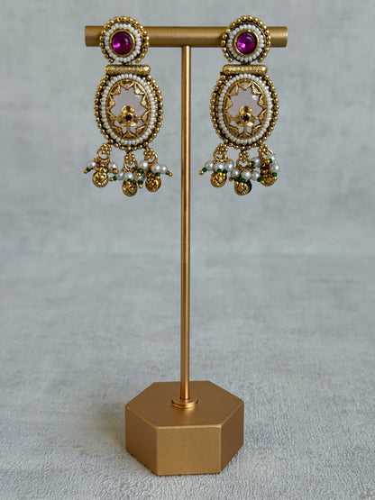 Ayura Designs Enjal Earrings – Blush Pink Enamel, Pearl Beading, Pink Stone & Gold Finish