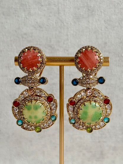 Ayura Designs Akira Set with Necklace & Earrings – Moissanite-Style Crystals with Multicolour Stone Detailing