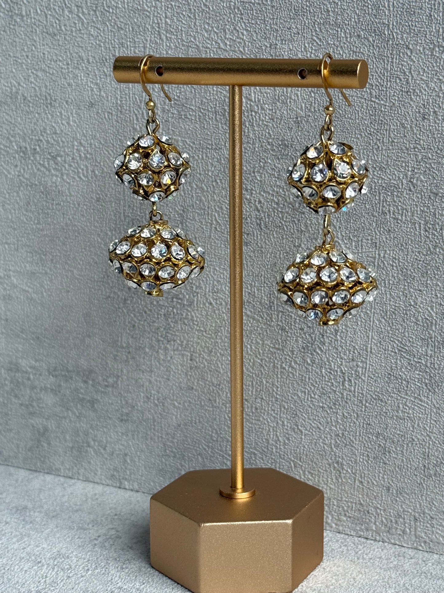 Ayura Designs Anisa Jhumkis – Double Dome Jhumkis with Mirror-Cut Stones & Antique Gold Finish