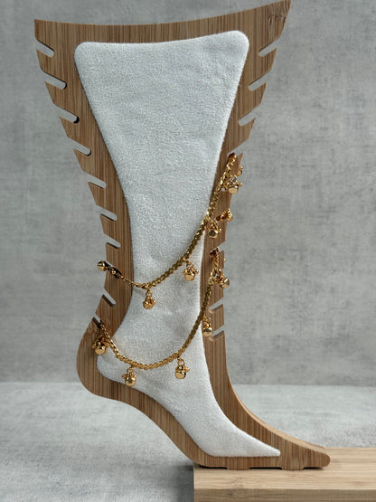 Ayura Designs Chameli Payals – Gold-Toned Anklets with Ghungroo Detailing
