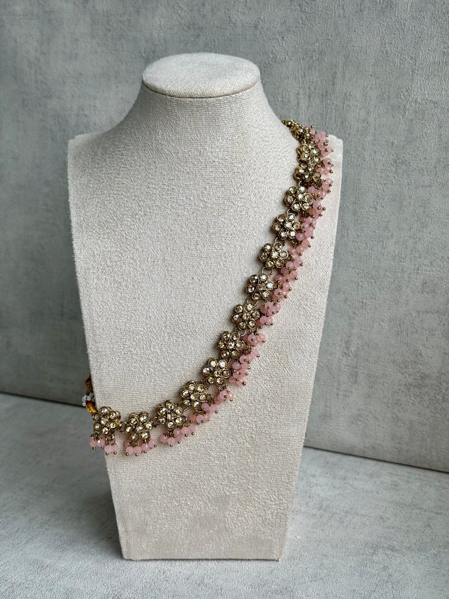 Ayura Designs Asima Set with Jhumkis & Tikka - in Champagne Pink