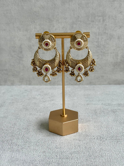 Ayura Designs Purvi Set – Necklace & Earrings with Antique Gold Filigree, Fuchsia Pink & Pearl Detailing