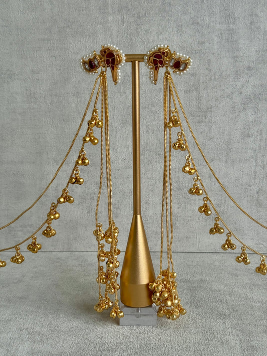 Ayura Designs Aman Earrings with Sahare – Kashmiri-Inspired Meenakari with Bird & Lotus Motifs