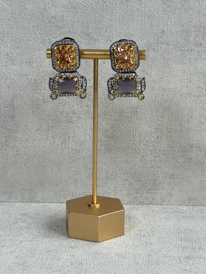 Ayura Designs Amelia Choker Set with Earrings – Moissanite Stonework with Layered Pearls in Antique Silver Finish (Soft Pastel Mix)