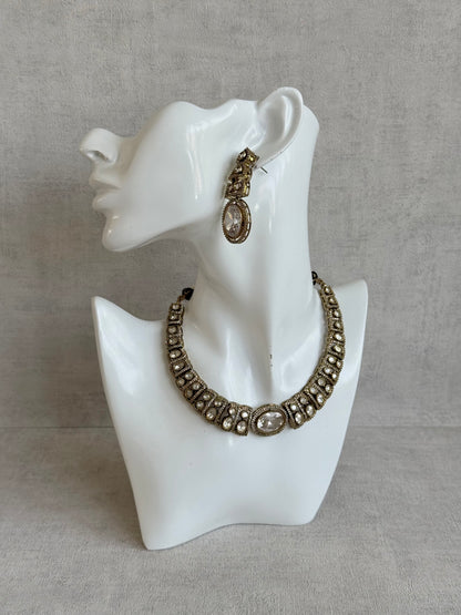 Ayura Designs Sadie Necklace Set with Earrings – Moissanite Style Stones & Crystal Halo Detailing