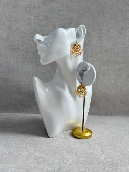 Ayura Designs Riwaaz Earrings – Pearl Stud Earrings with Antique Gold Filigree & Pearl Drops