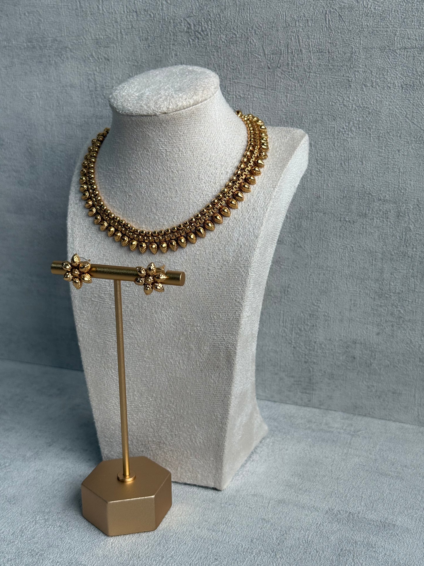 Ayura Designs Riddhi Set – Necklace & Earrings with Gold-Toned Beaded Detailing