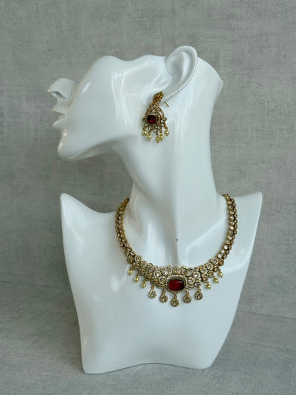 Ayura Designs Amreen Set with Earrings – Interchangeable Centre Stones with Peacock Motifs, Crystal Detailing & Pearl Drops