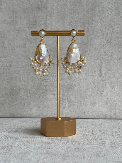 Ayura Designs Niamh Set with Tikka & Earrings - Baroque Pearl, Mother of Pearl & Swarovski Crystals