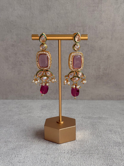 Ayura Designs Raaz Set with Necklace & Earrings – Berry Pink Stones, Kundan Detailing & Antique Gold Finish