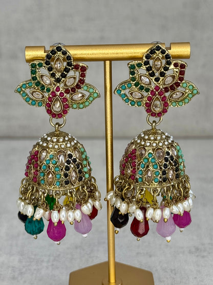 Ayura Designs Wafa Jhumkis – Gold & Multicolor Earrings