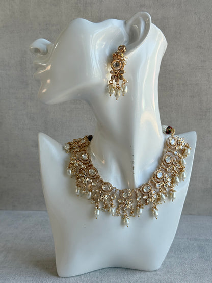 Ayura Designs Ipsita Necklace Set with Earrings – Kundan & Pearl Drop Detailing