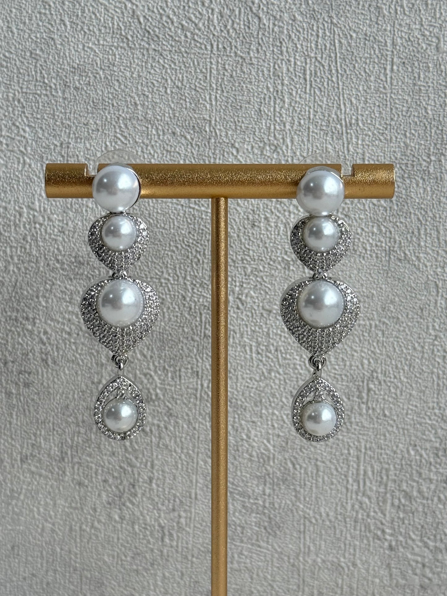 Ayura Designs Juliette Set with Necklace & Drop Earrings – Silver Crystal & Pearl Statement Set