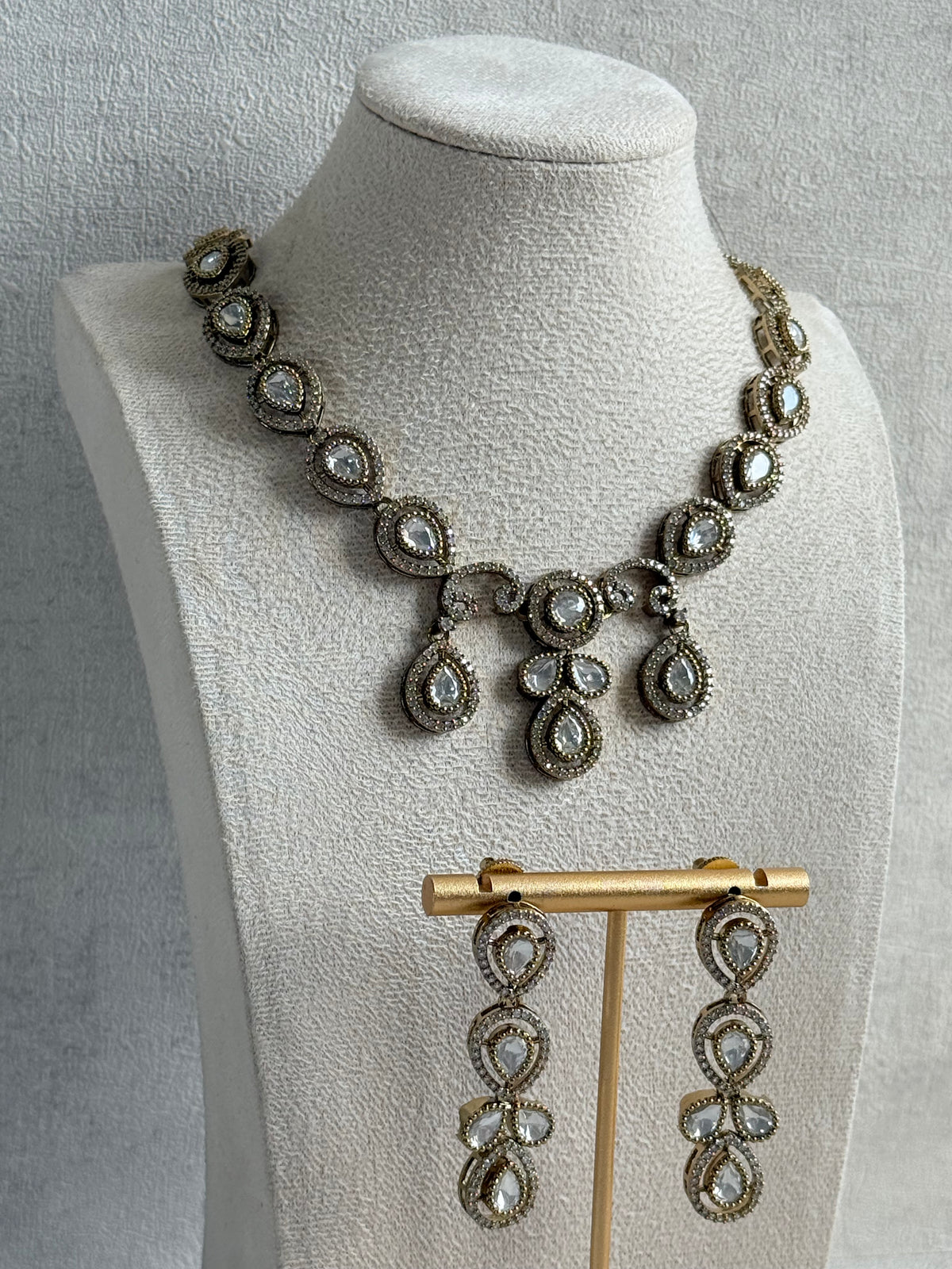 Ayura Designs Bianca Necklace Set with Earrings – Kundan, Crystals & Gold Finish