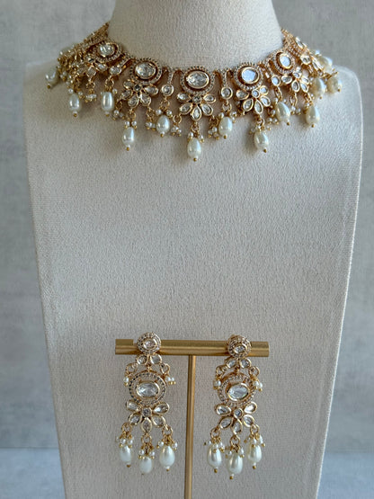 Ayura Designs Ipsita Necklace Set with Earrings – Kundan & Pearl Drop Detailing