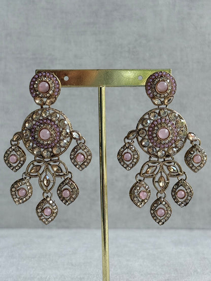 Ayura Designs Vanika Earrings – Lilac, Blush Pink & Champagne Crystal Gold Finish