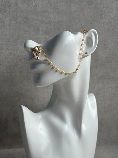 Ayura Designs Sia Nose Ring – Crystal-Studded Adjustable Ring with Pearl Chain