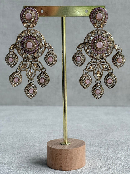 Ayura Designs Vanika Earrings – Lilac, Blush Pink & Champagne Crystal Gold Finish