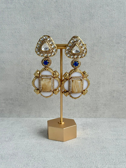 Ayura Designs Daphne Necklace Set with Statement Earrings – Gold Finish with Moissanite-Style Stones & Multicolour Accents