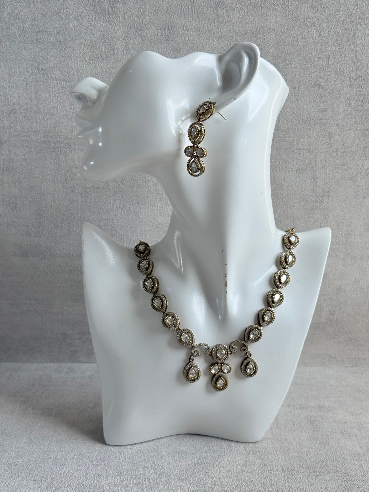 Ayura Designs Bianca Necklace Set with Earrings – Kundan, Crystals & Gold Finish